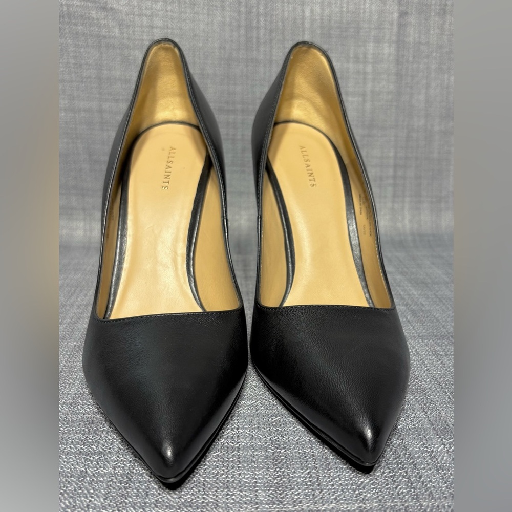 All Saints Nova Court Pointed Toe High Heel Leather Pumps Black EU 39 / US 9 - Picture 3 of 7